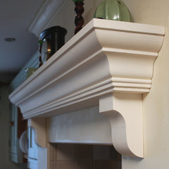 Victorian Style Solid Wood Mantel Piece, Floating Shelf with Corbels