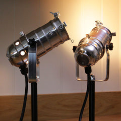 Retro Theatre Mini Table / Bedside Spotlight Lamps - Polished