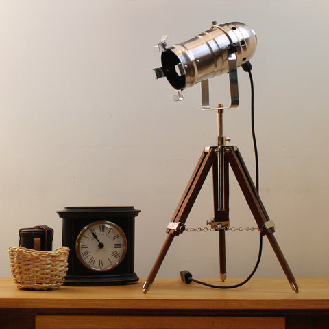 Table Lamp - Medium Size Theatre Spotlight on Small Tripod
